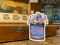 Coffee & Wildflowers Sticker in a Vintage Tin Can