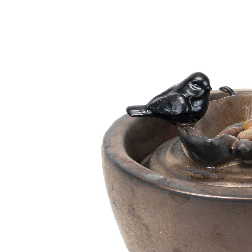 Bronze Bird on Leaf Garden Water Fountain with Pump