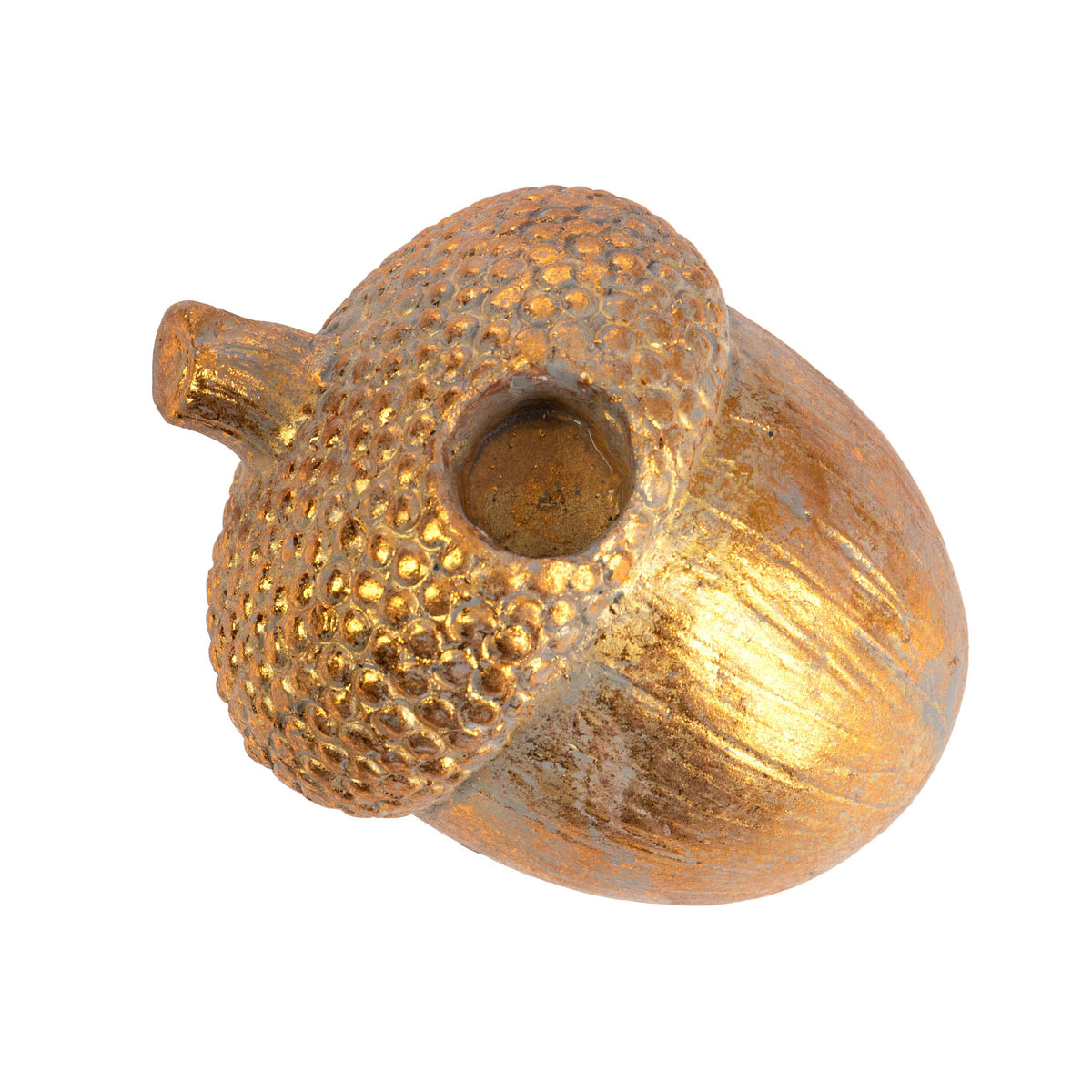 Gold Cement Acorn Candle Holder