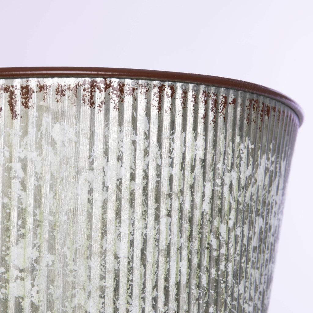Fluted Tin Bowl Planter w/ PVC Liner