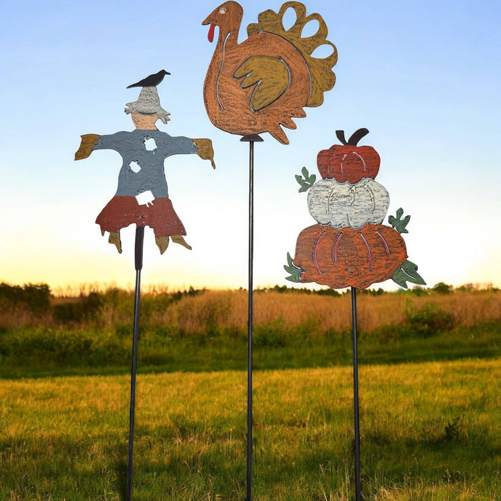 Pumpkin Plant Stake fall décor Halloween garden Thanksgiving