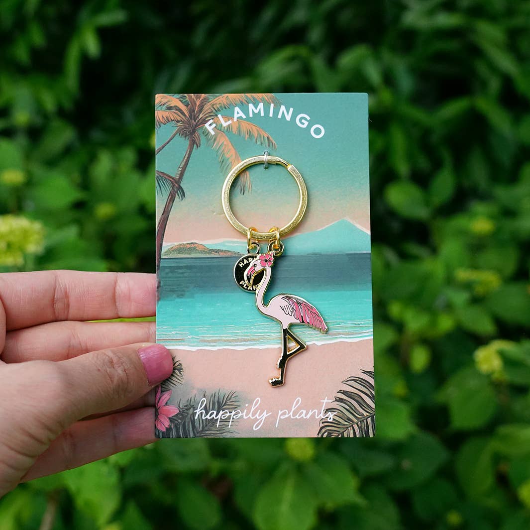 Pink Flamingo Keychain charm, Coastal & Beach Spring Gifts