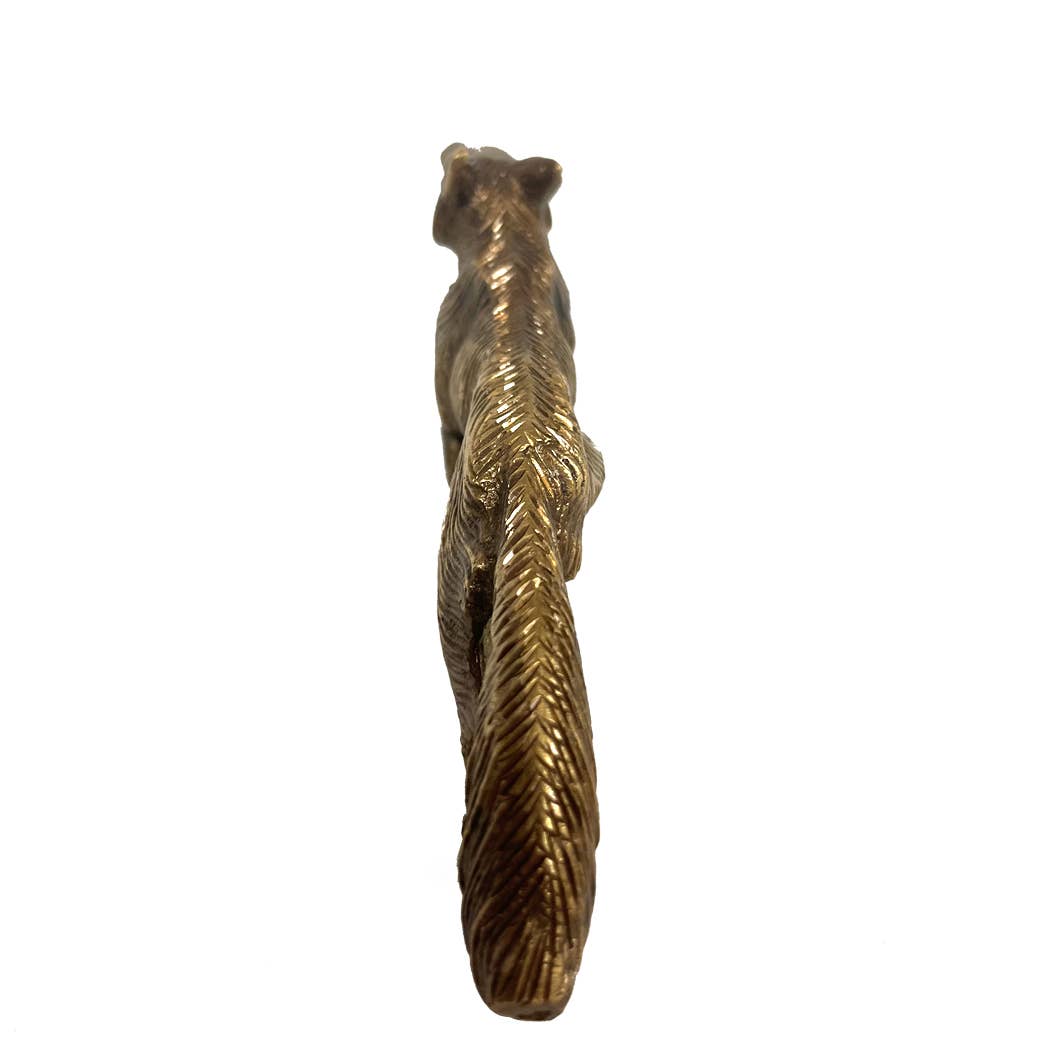 Solid Antiqued Brass Running Fox Tabletop Desk Decor