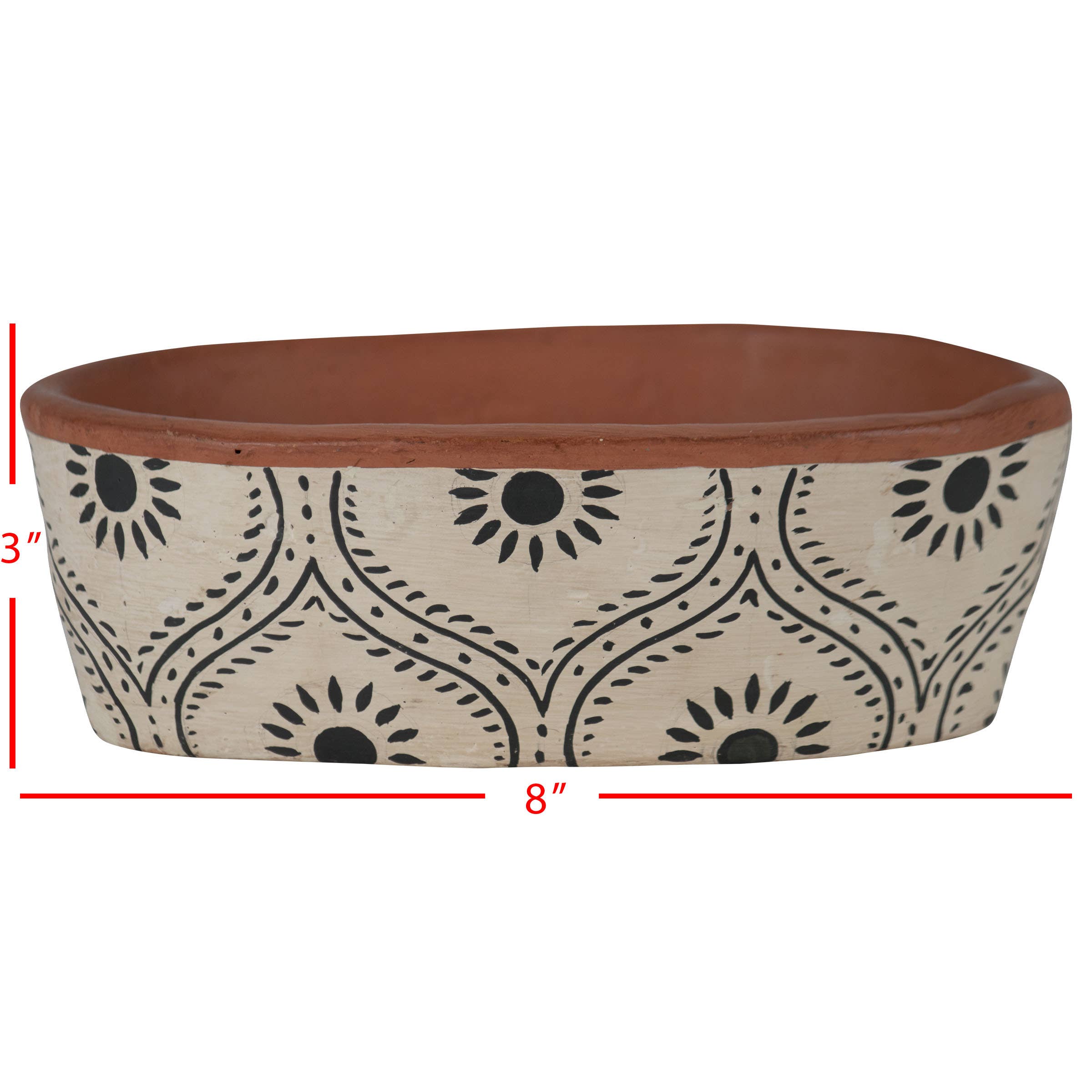 Jenica Oval Terracotta Planter Hand Painted Floral