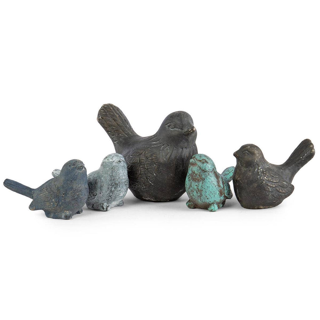 Turquoise Distressed Cement Bird Figurine