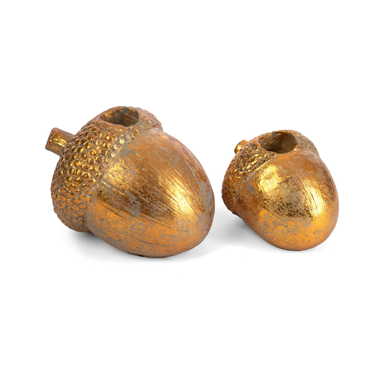 Gold Cement Acorn Candle Holder