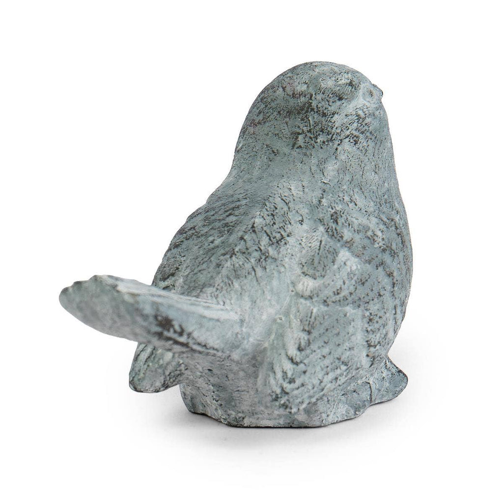Blue-Gray Weathered Cement Bird Figurine