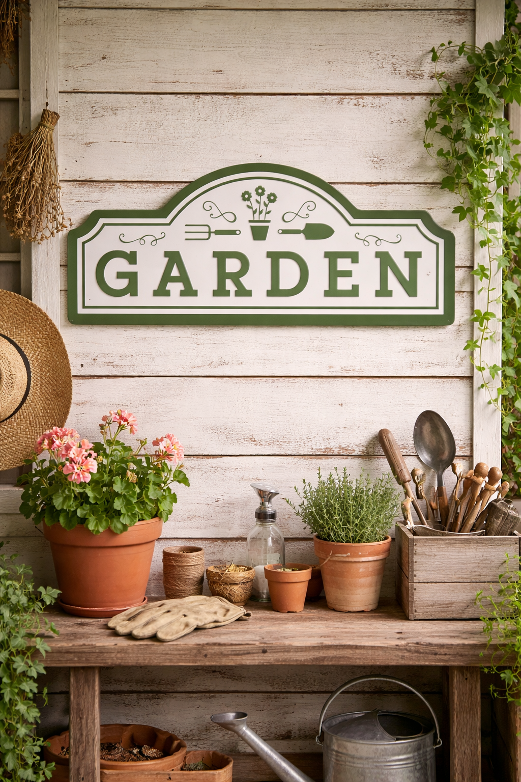 “Garden” Metal Wall Sign | French Market Style – 20"